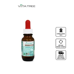 Vitatree Kids Vitamin D3 & K2 Liquid - Hỗ Trợ Hấp Thụ Canxi Cho Trẻ - Bổ Sung Vitamin D3 K2 Giúp Phát Triển Chiều Cao 20ml