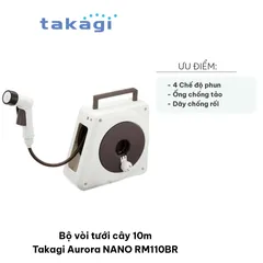 Bộ Vòi Tưới Cây 10m Takagi Aurora NANO RM110BR - 4 Chế Độ Phun Nước Điều Chỉnh, Chất Liệu Chống Xoắn, Tiện Dụng Cho Vườn Tược