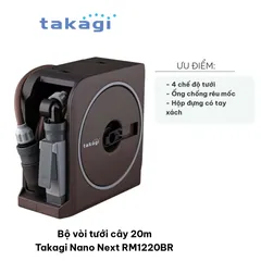 Bộ Vòi Tưới Cây 20m Takagi Nano Next RM1220BR - 4 Chế Độ Tưới Linh Hoạt, Vòi Chống Rêu Mốc và Thiết Kế Tiện Dụng