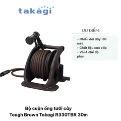 Bộ cuộn ống tưới cây Takagi R330TBR 30m - 4 chế độ phun, chất liệu nhựa PP bền, tiện lợi cho tưới cây và rửa xe
