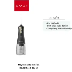 Máy tăm nước DOJI L11 - 4 Chế Độ Tùy Chỉnh, 5 Đầu Xịt, Pin 1500mAh, Làm Sạch Răng Miệng Hiệu Quả, Tiện Lợi Cho Gia Đình