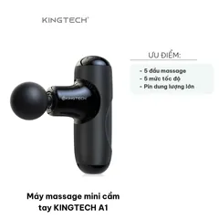 Máy Massage Mini Cầm Tay KINGTECH A1 - Thiết Bị Massage Trị Liệu Sạc Pin, 5 Đầu Massage, Chống Ồn, Giảm Căng Thẳng, Dễ Dàng Mang Theo