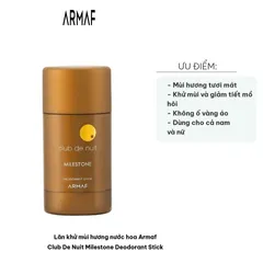 Lăn Khử Mùi Hương Nước Hoa Armaf Club De Nuit Milestone 75g - Khử Mùi Tươi Mát Dành Cho Nam Nữ, Lưu Hương Lâu Dài