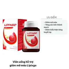 Viên uống giảm mỡ máu Lipixgo - Hỗ trợ tim mạch, ổn định huyết áp, tăng sức bền cho mạch máu - Hộp 30 viên từ Trang Ly Pharma