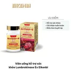 Viên uống hỗ trợ sức khỏe Lumbrokinase EX Eikenbi - Bột giun đất khô và Nattoukise, Cải thiện tuần hoàn máu và sức khỏe tim mạch
