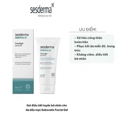 Gel điều tiết bã nhờn Sebovalis Facial Gel 50ml - Chăm sóc da dầu mụn, giảm viêm, ngăn ngừa mụn hiệu quả từ Sesderma