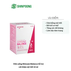Viên uống Shinsam Balance - Hỗ trợ cải thiện nội tiết tố nữ, giảm bốc hỏa, mất ngủ, giúp cân bằng sinh lý, sức khỏe cho phụ nữ trưởng thành