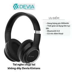 Tai Nghe Chụp Tai Không Dây Devia Kintons - Thiết Kế Công Thái Học, Âm Thanh Chất Lượng, Bluetooth 5.0 - Thời Gian Sử Dụng 18 Giờ
