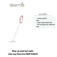 Máy Vệ Sinh Hơi Nước Cầm Tay Deerma DEM ZQ610 - Đa Năng 5 Đầu Chải, Lau Sàn, Lau Kính, Ủi Quần Áo, Thiết Kế Gọn Nhẹ, Nhiệt Độ 150°C