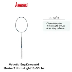 Vợt cầu lông Kawasaki Master 7 Ultra-Light - Siêu nhẹ 78g, Lực căng 18-30Lbs, Chuyên nghiệp cho lối chơi tấn công nhanh