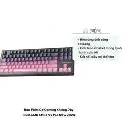 Bàn Phím Cơ Gaming Không Dây Bluetooth XM87 V2 Pro 2024 - White Switch Hotswap, Chống Bóng Mờ, Hiệu Ứng Ánh Sáng Đặc Biệt