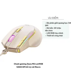 Chuột Gaming Ziyou M2 LED RGB 12800 DPI - Thiết Kế Công Thái Học Hỗ Trợ Macro Cho Game Thủ Chuyên Nghiệp