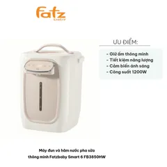 Máy Đun và Hâm Nước Pha Sữa Fatzbaby Smart 6 FB3850HW - Chức Năng Giữ Ấm Thông Minh, Tiết Kiệm Năng Lượng, Dung Tích 5L