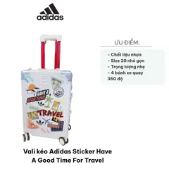 Vali Kéo Adidas Sticker Have A Good Time - Nhựa Cao Cấp, 20 Inch Để Du Lịch, Thiết Kế Độc Đáo, Bền Bỉ