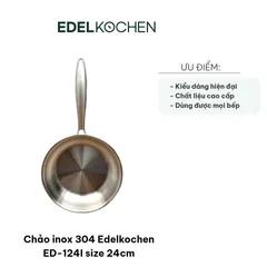 Chảo Inox 304 Edelkochen ED-124I 24cm - Chảo Bếp Từ Chống Dính, Chất Liệu Bền, Dùng Trên Mọi Loại Bếp