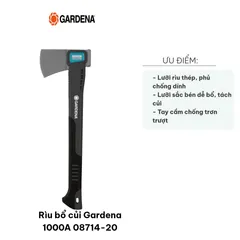 Rìu bổ củi Gardena 1000A 08714-20 - Lưỡi thép cao cấp sắc bén, tay cầm nhẹ, tiện dụng cho chặt, tách gỗ gia đình