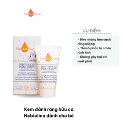 Kem Đánh Răng Hữu Cơ Nebiolina Dành Cho Bé - An Toàn, Tự Nhiên, Làm Sạch Nhẹ Nhàng, Không Chứa Fluor, 50g