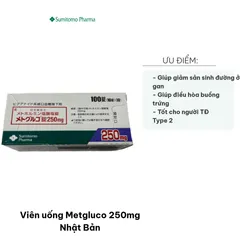 Viên uống Metgluco 250mg Nhật Bản - Hỗ trợ kiểm soát đường huyết, giảm sản sinh đường, tốt cho buồng trứng - Thực phẩm chức năng sức khỏe
