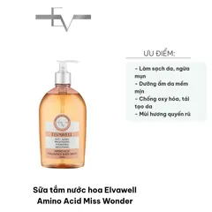 Sữa Tắm Nước Hoa Elvawell Amino Acid Miss Wonder - Gel Tắm Dưỡng Ẩm, Khử Mùi, Cung Cấp Độ Ẩm, Phù Hợp Với Mọi Loại Da 500ml