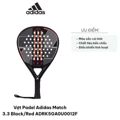 Vợt Padel Adidas Match 3.3 Black/Red - Dụng cụ thể thao cao cấp cho cú đánh tấn công mạnh mẽ, thiết kế bắt mắt và chất liệu bền bỉ.