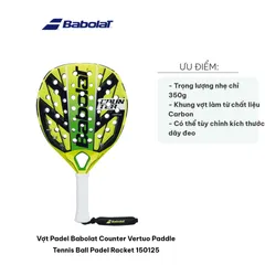 Vợt Padel Babolat Counter Vertuo 350g - Racket Tennis Xoáy Tròn Chất Liệu Carbon với Công Nghệ Giảm Rung