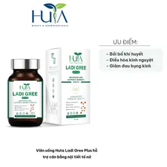 Viên uống Huta Ladi Gree Plus hỗ trợ cân bằng nội tiết tố nữ - Bổ huyết, điều hòa kinh nguyệt, giảm đau bụng kinh, cải thiện sinh lý nữ.