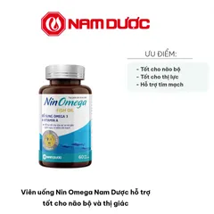 Viên uống Nin Omega Nam Dược 60 viên - Hỗ trợ não bộ và thị giác, Omega 3, 6, 9, vitamin A, sức khỏe tối ưu cho trẻ em và người lớn