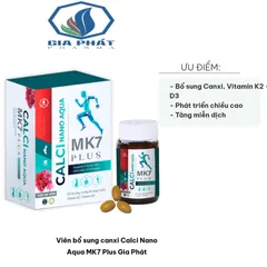 Viên bổ sung canxi Calci Nano Aqua MK7 Plus - Hỗ trợ hấp thụ canxi, vitamin D3 & K2 cho xương chắc khỏe - 60 viên từ Gia Phát