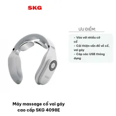 Máy Massage Cổ Vai Gáy Cao Cấp SKG 4098E - Giảm Đau, Thư Giãn Với 3 Chế Độ Mát Xa, Công Nghệ TENS Và Sưởi Ấm Giai Điệu Cho Cơ Thể Thoải Mái