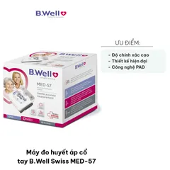 Máy đo huyết áp cổ tay B.Well Swiss MED-57 - Thiết bị theo dõi sức khỏe chính xác, công nghệ hiện đại, dễ sử dụng tại nhà