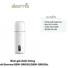 Bình Giữ Nhiệt Thông Minh Deerma DEM-DR035 - 350ml, Công Nghệ Đun Nước Nhanh 300W, Điều Chỉnh Nhiệt Độ, An Toàn Khi Sử Dụng