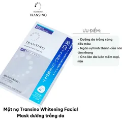 Mặt Nạ Dưỡng Trắng Transino Whitening Facial Mask Nhật Bản - Làm Sáng Da, Ngừa Nám, Chứa Vitamin C và M-tranexamic, Hộp 4 Miếng 20ml