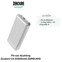 Pin sạc dự phòng Zendure C4 23000mAh ZDPBC4PD - Sạc nhanh đa năng, thiết kế gọn nhẹ, phù hợp cho điện thoại, máy tính bảng, laptop