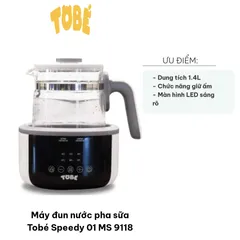 Máy Đun Nước Pha Sữa ToBé Speedy 01 MS 9118 - Thiết Kế Thông Minh, Dung Tích 1.4L, Màn Hình LED Hiện Đại, Đun Sôi Siêu Tốc, Tiện Lợi Cho Gia Đình