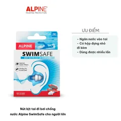 Nút Bịt Tai Đi Bơi Chống Nước Alpine SwimSafe Cho Người Lớn - Ngăn Nước, Ngừa Nhiễm Trùng Tai, Người Tham Gia Thể Thao Nước