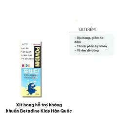 Xịt Họng Kháng Khuẩn Betadine Kids Hàn Quốc - Giảm Ho, Giảm Đờm, Hương Vị Nho Dễ Sử Dụng Cho Bé Từ 6 Tháng Tuổi