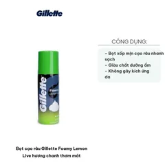 Bọt cạo râu Gillette Foamy Lemon Lime 175g - Hương chanh thơm mát, Dưỡng ẩm cho da, Phù hợp mọi loại da, Giúp cạo râu nhẹ nhàng