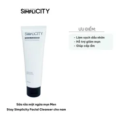 Sữa Rửa Mặt Ngừa Mụn Men Stay Simplicity Facial Cleanser 80g Cho Nam - Giúp Giảm Mụn, Dưỡng Ẩm, Thảo Dược Tự Nhiên, Nam Tính