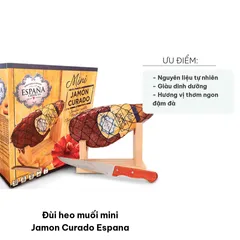 Đùi Heo Muối Mini Jamon Curado Espana - Hương Vị Thơm Ngon Đậm Đà, Món Ăn Truyền Thống Tây Ban Nha 1kg Hộp Sang Trọng