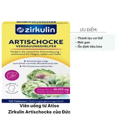 Viên Uống Atiso Zirkulin Artischocke 100 Viên - Hỗ Trợ Bổ Gan và Tiêu Hóa Hiệu Quả - Chiết Xuất Lá Atisô Tươi 15.000 mg