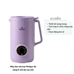 Máy làm sữa hạt Philiger đa năng 6 chế độ xay nấu - Công suất 600W, thiết kế sang trọng, chế biến sữa hạt thơm ngon và tiện lợi