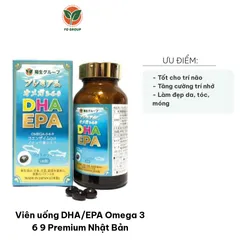 Viên uống DHA/EPA Omega 3 6 9 Premium Nhật Bản - Hỗ trợ trí não, tim mạch, bổ sung tự nhiên, 180 viên chất lượng cao