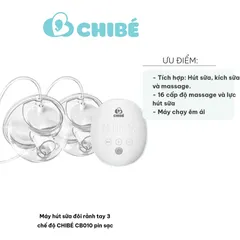 Máy Hút Sữa Đôi Rảnh Tay CHIBÉ CB010 - 3 Chế Độ Thông Minh, Pin Sạc USB, Thiết Kế Nhỏ Gọn, Tiện Dụng Cho Mẹ
