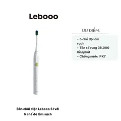Bàn Chải Điện Lebooo S1 - 5 Chế Độ Làm Sạch Siêu Mềm, Đánh Răng Sạch Khỏe, Chăm Sóc Răng Miệng Hiệu Quả