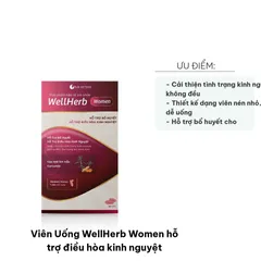 Viên Uống WellHerb Women - Hỗ Trợ Điều Hòa Kinh Nguyệt Cho Phụ Nữ, Giảm Đau Bụng, Cải Thiện Kinh Nguyệt Không Đều, Hộp 30 Viên