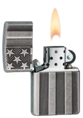 Bật Lửa Zippo 28974 Armor Flag - Vỏ Bạc Cổ Điển Khắc Hình Cờ Mỹ - Phụ Kiện Thời Trang Cho Tín Đồ Zippo
