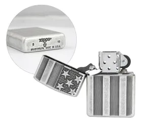 Bật Lửa Zippo 28974 Armor Flag - Vỏ Bạc Cổ Điển Khắc Hình Cờ Mỹ - Phụ Kiện Thời Trang Cho Tín Đồ Zippo