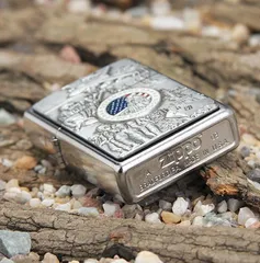 Bật Lửa Zippo 24457 Classic Joined Forces - Biểu Tượng Quân Đội Mỹ Thế Chiến II Mạ Chrome Cứng Cáp, Quà Tặng Độc Đáo
