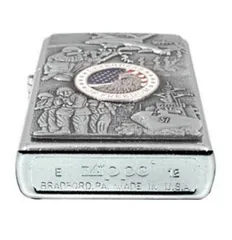 Bật Lửa Zippo 24457 Classic Joined Forces - Biểu Tượng Quân Đội Mỹ Thế Chiến II Mạ Chrome Cứng Cáp, Quà Tặng Độc Đáo