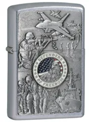 Bật Lửa Zippo 24457 Classic Joined Forces - Biểu Tượng Quân Đội Mỹ Thế Chiến II Mạ Chrome Cứng Cáp, Quà Tặng Độc Đáo